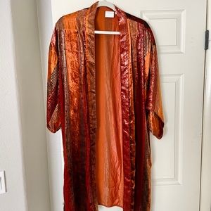 Anthropologie Metallic Shimmer Velvet Duster